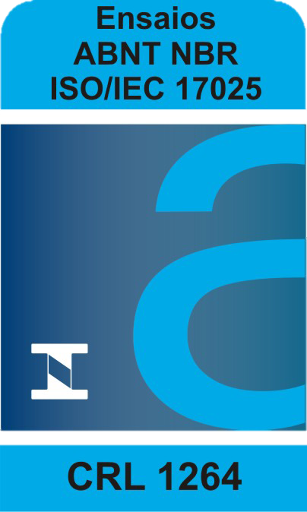 Símbolo de acreditação Cgcre — Ensaios — ABNT NBR ISO/IEC 17025 — CRL 1264